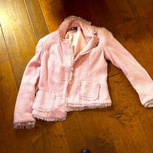 Pink Tweed Blazer with Fringe